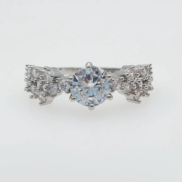 "Round Cut CZ Stone Wedding Promise Ring for Women, - Picture 4 of 4